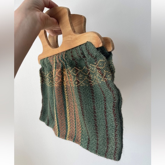 70’s vintage wooden handle handbag / crafting bag - Picture 5 of 10